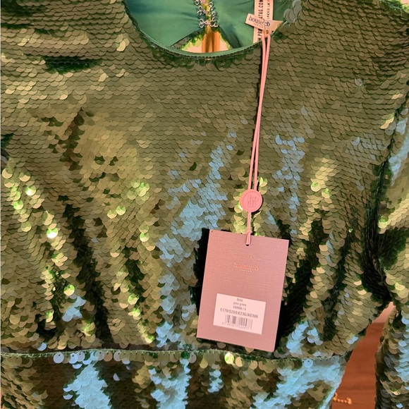 House of CB Belle Shimmering Emerald Long Sleeve Dress - Picture 7 of 8